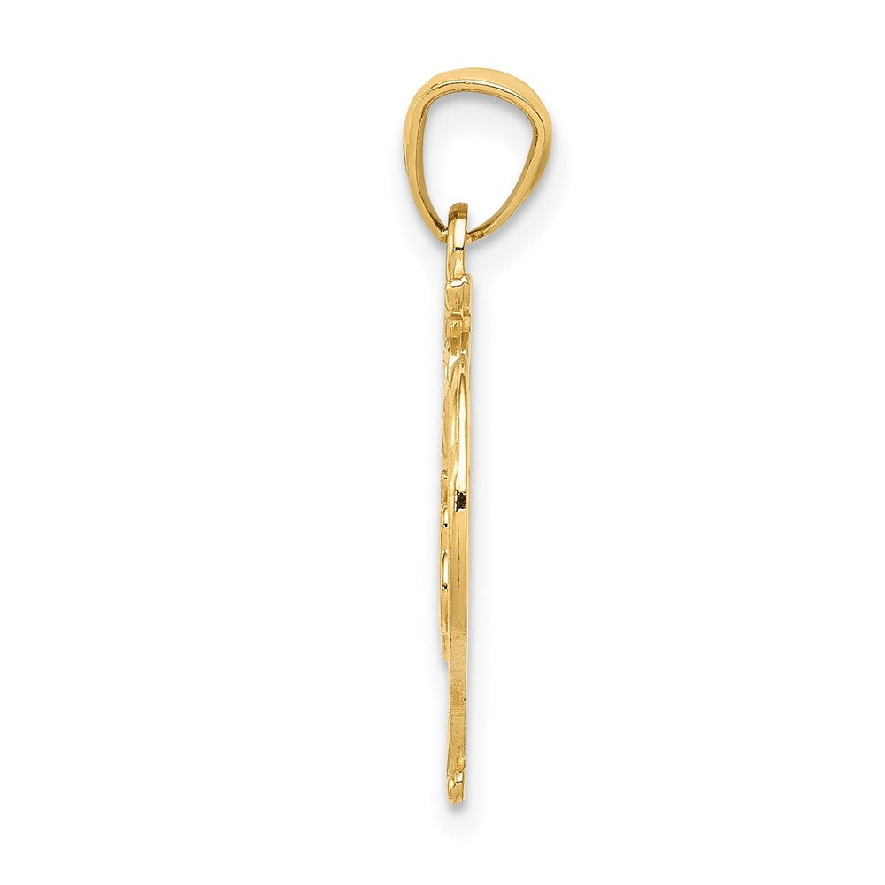 14K Yellow Gold Diamond-Cut 15 Anos Heart Pendant