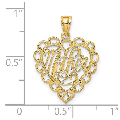 14K Yellow Gold Mother In Lace Heart Charm