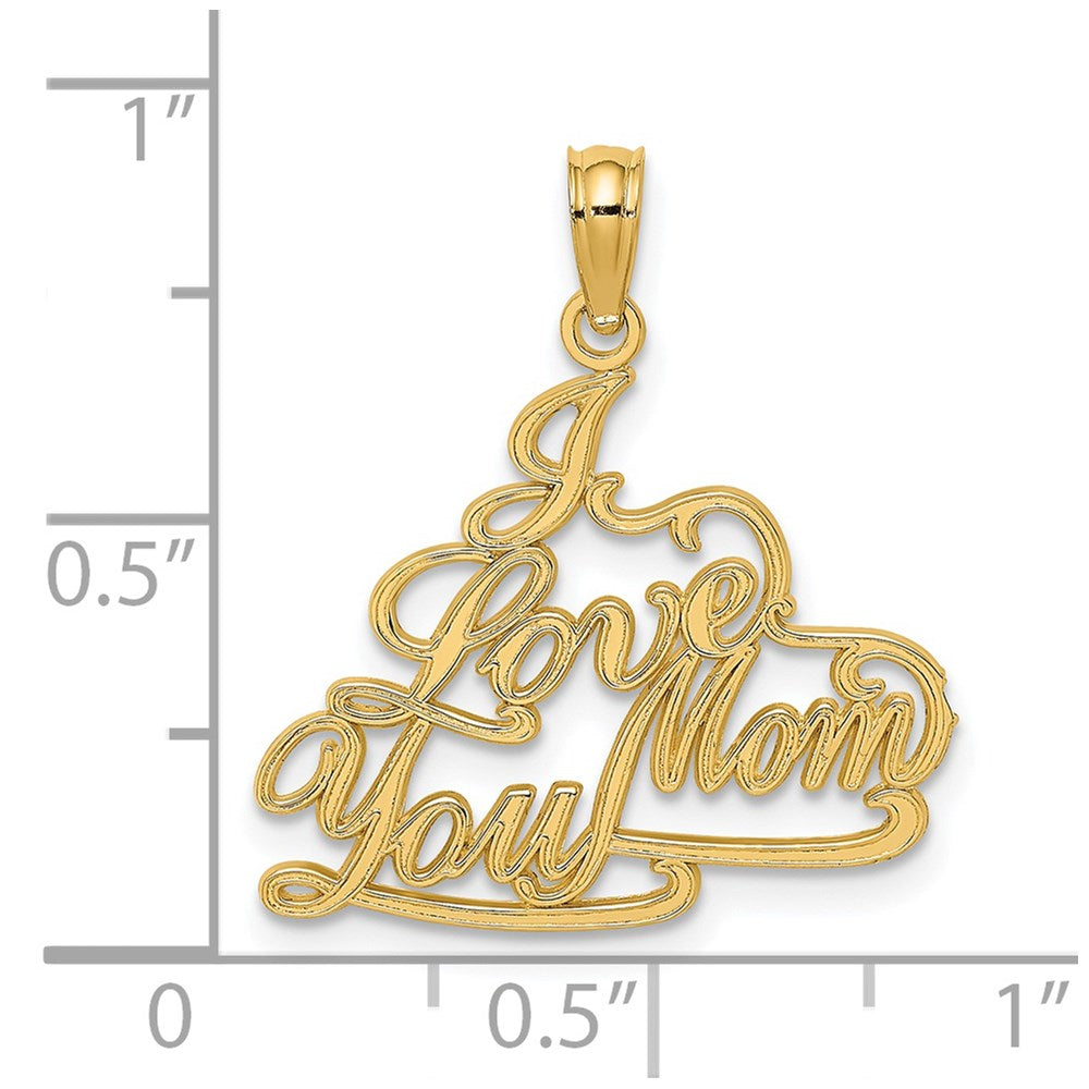 14K Yellow Gold I Love You Mom Charm