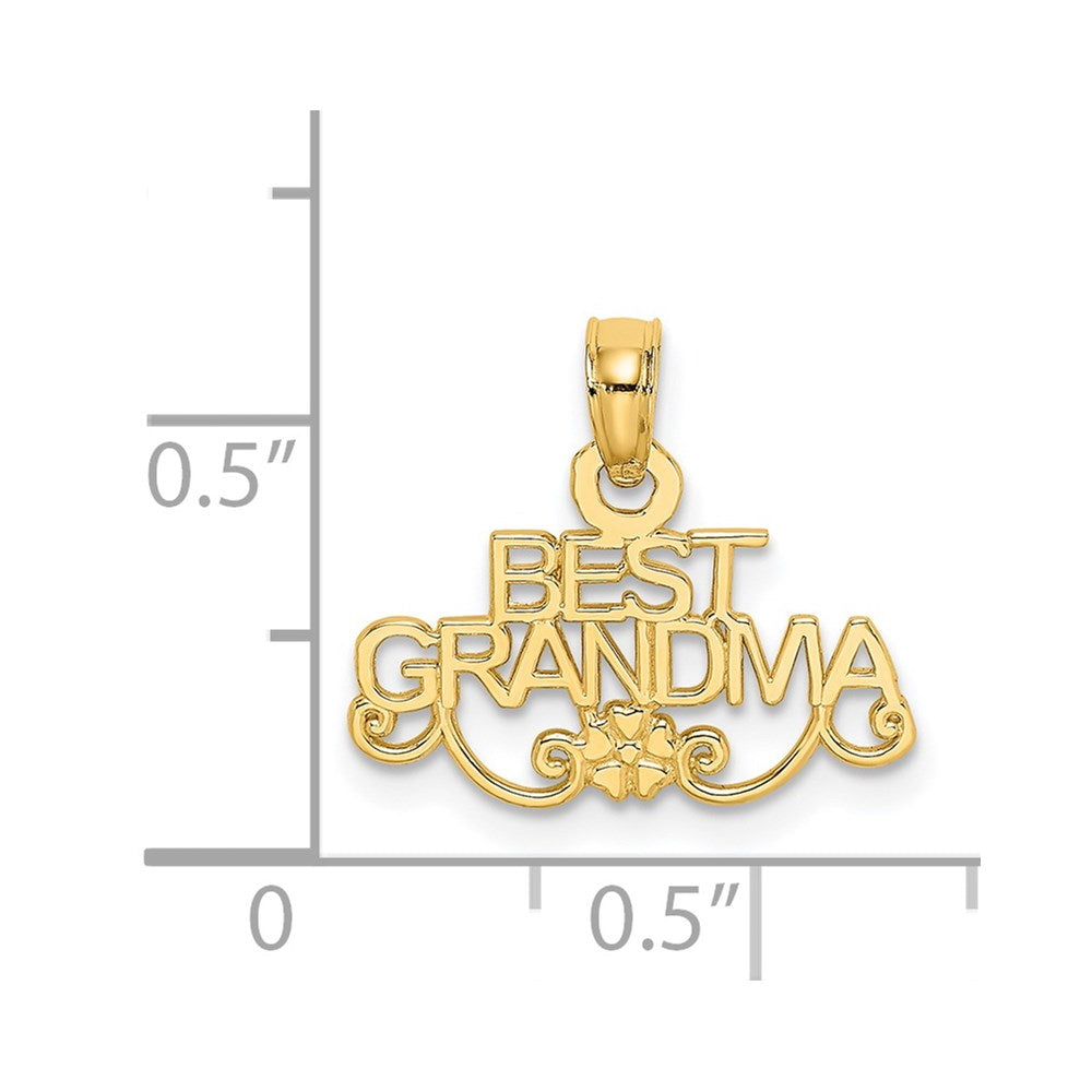 14K Yellow Gold Best Grandma With Flower Charm