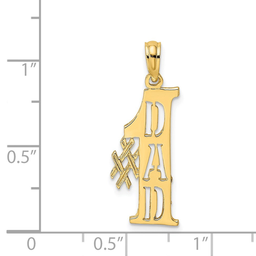 14K Yellow Gold #1 Dad Cut-Out Vertical Charm