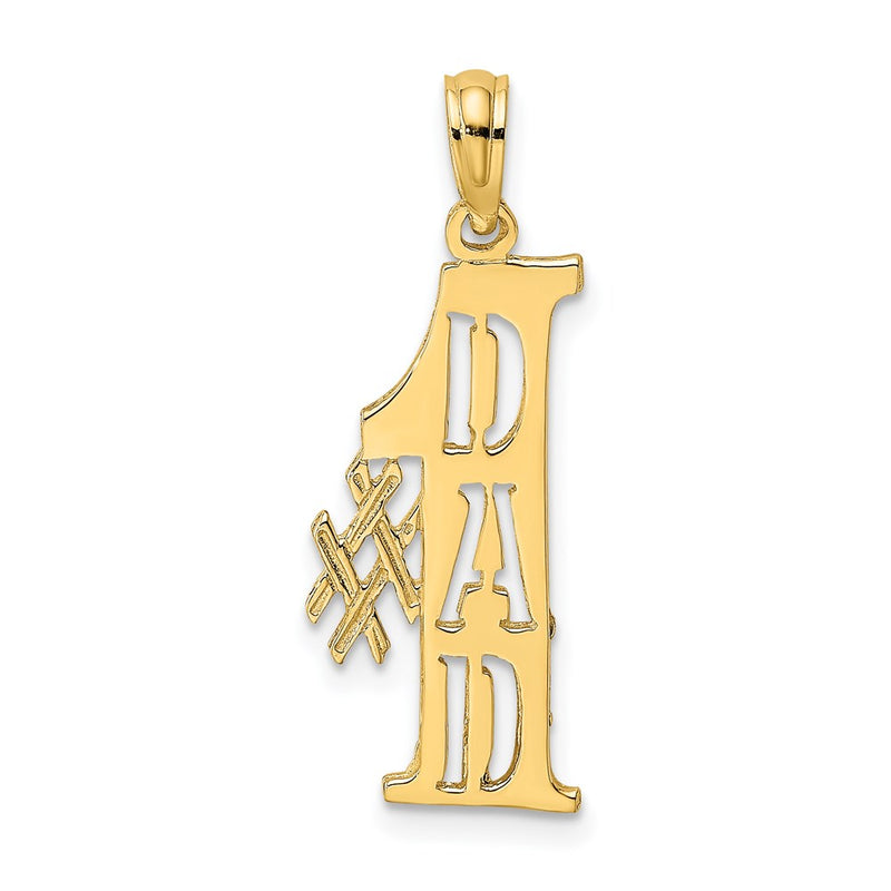 14K Yellow Gold #1 Dad Cut-Out Vertical Charm