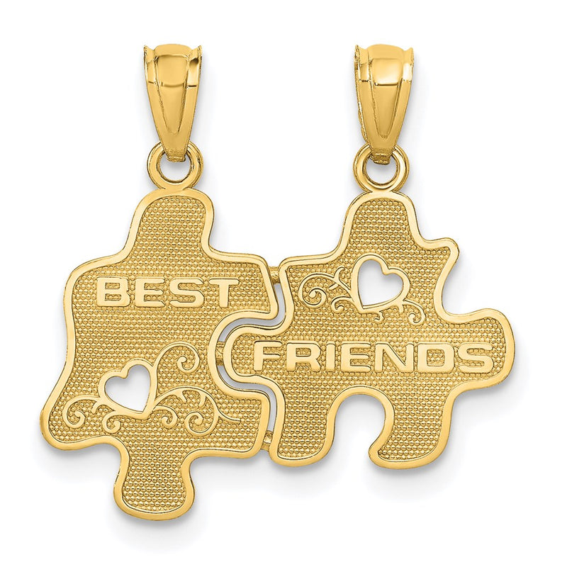 14K Yellow Gold Best Friends Puzzle Pieces Break-Apart Pendant