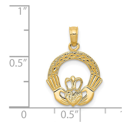 14K Yellow Gold Claddagh Charm