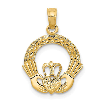 14K Yellow Gold Claddagh Charm