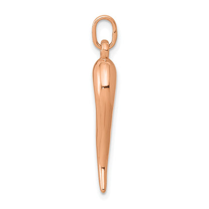 14K Rose Gold 3D Italian Horn Charm