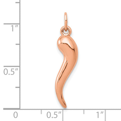 14K Rose Gold 3D Italian Horn Charm