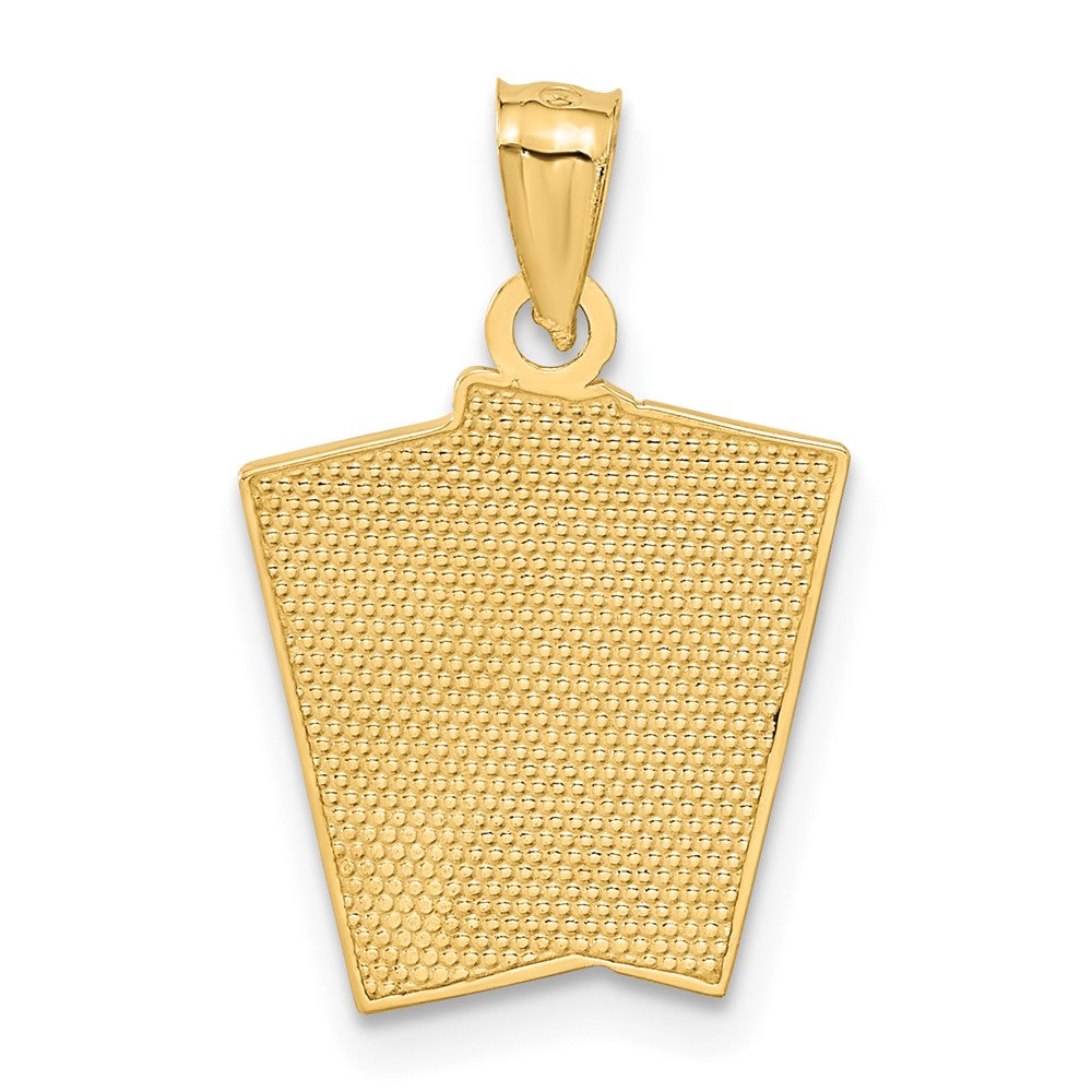 14K Yellow Gold Ace Of Hearts And Spades All In! Cards Pendant