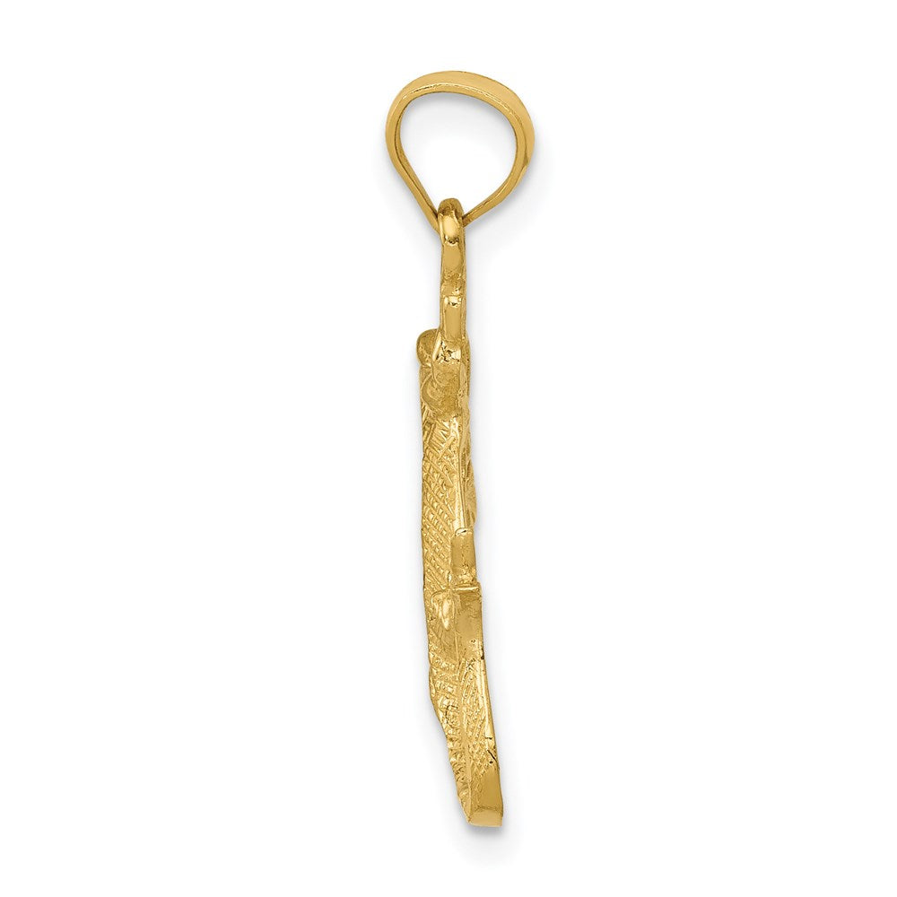 14K Yellow Gold Diamond-Cut Lizard Pendant