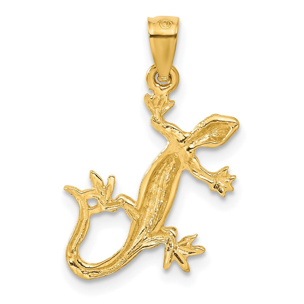 14K Yellow Gold Diamond-Cut Lizard Pendant