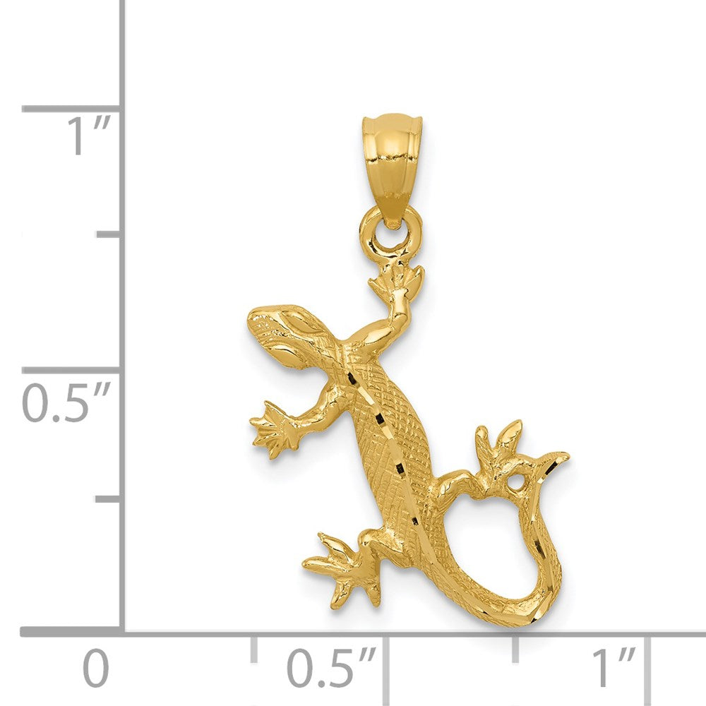 14K Yellow Gold Diamond-Cut Lizard Pendant