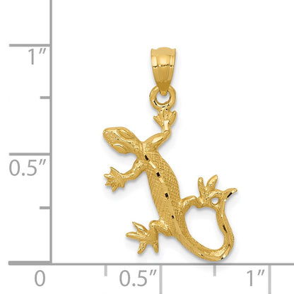 14K Yellow Gold Diamond-Cut Lizard Pendant