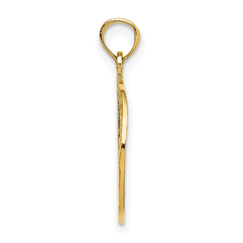 14K Yellow Gold Textured Peace Sign Pendant
