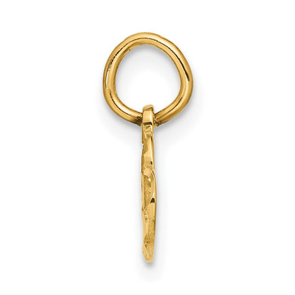 14K Yellow Gold Satin And Diamond-Cut Heart Charm
