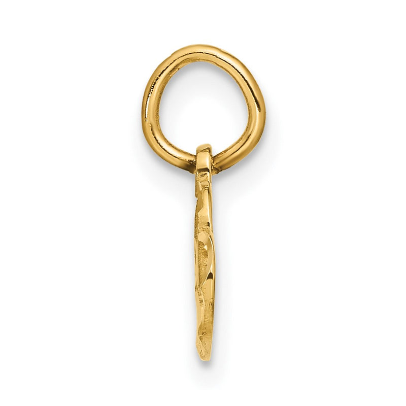 14K Yellow Gold Satin And Diamond-Cut Heart Charm