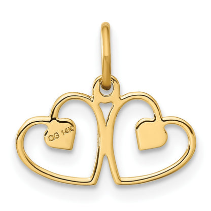14K Yellow Gold Satin And Diamond-Cut Heart Charm