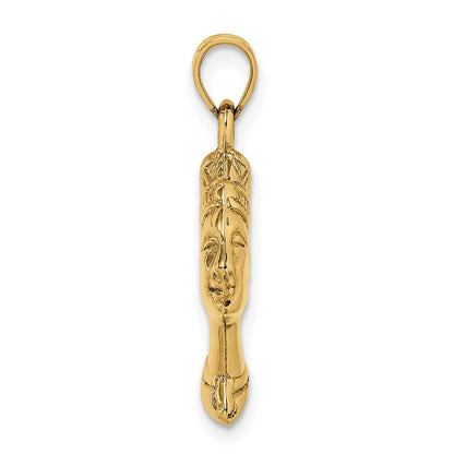 14K Yellow Gold 3-D Nefertiti Pendant
