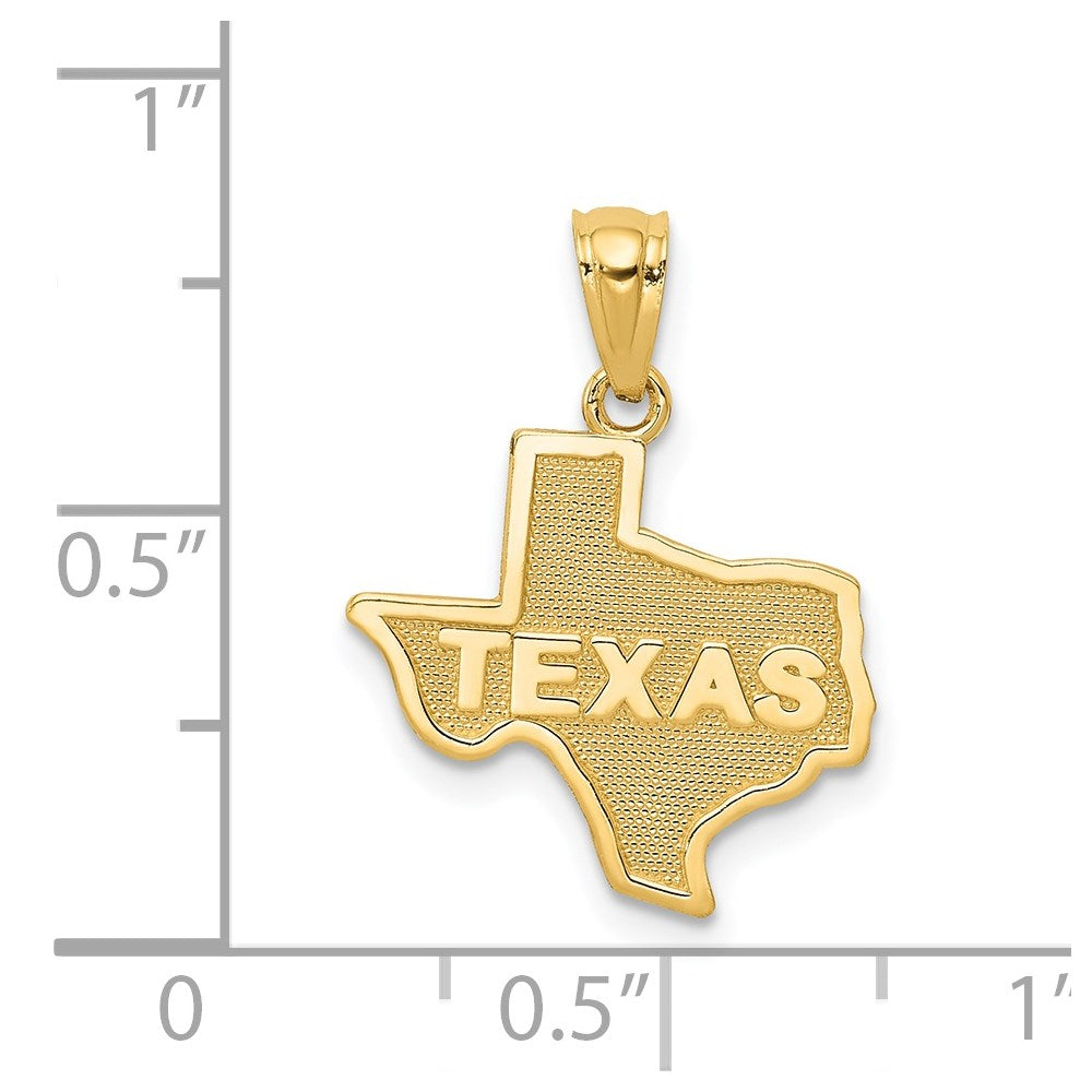 14K Yellow Gold State Of Texas Map Pendant