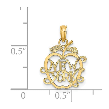 14K Yellow Gold New York In Apple Cut-Out Charm