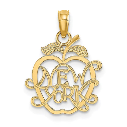 14K Yellow Gold New York In Apple Cut-Out Charm