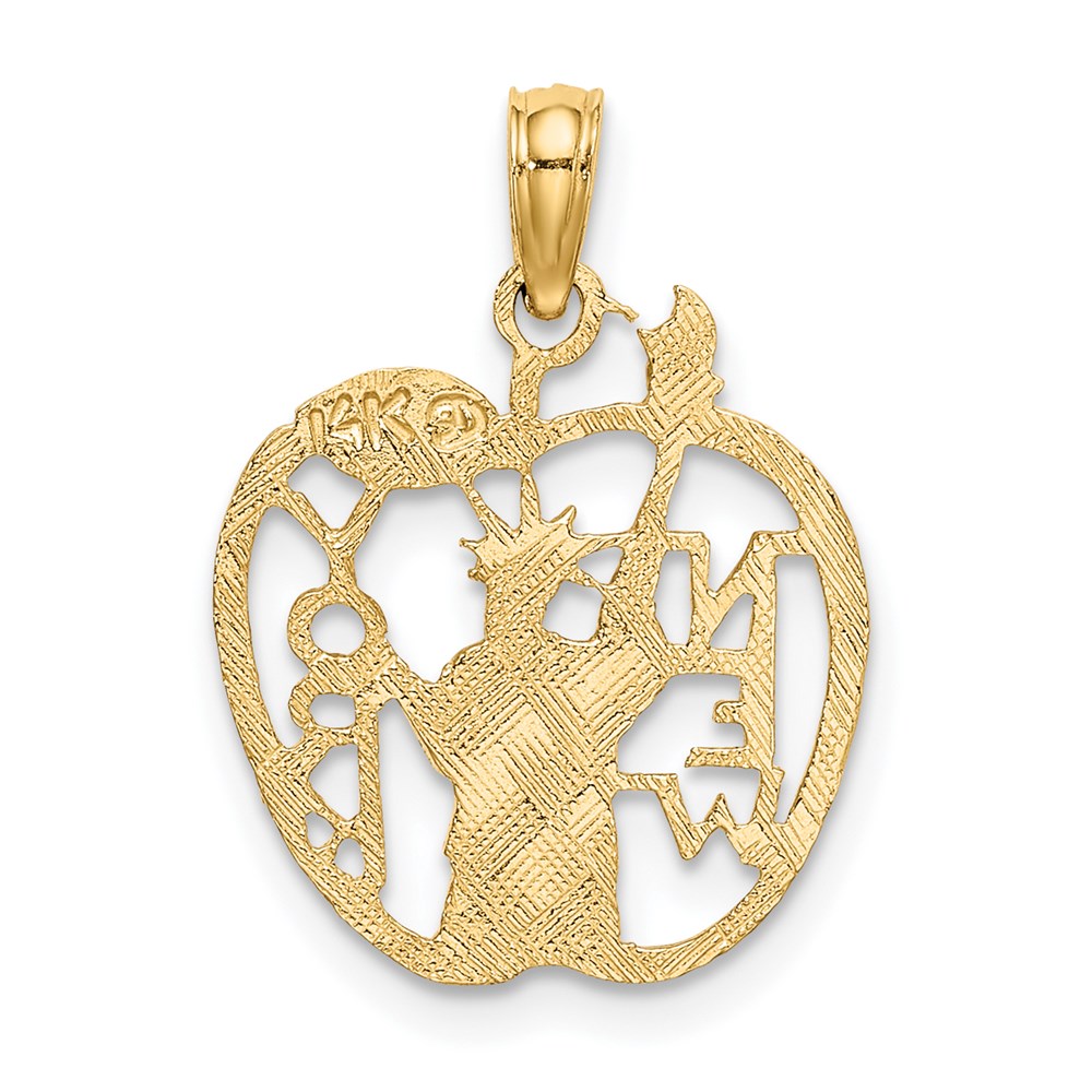 14K Yellow Gold Cut-Out New York W/Statue Of Liberty In Apple Charm