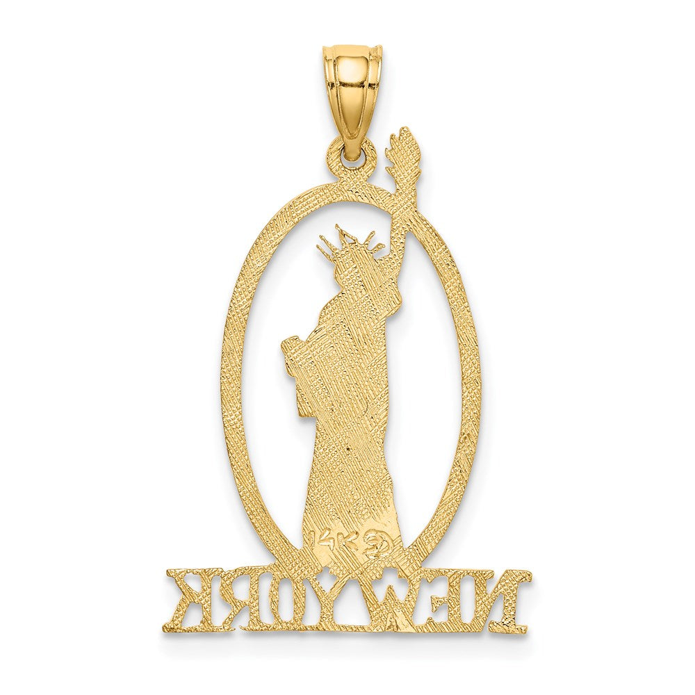 14K Yellow Gold Cut-Out New York W/Statue Of Liberty Charm