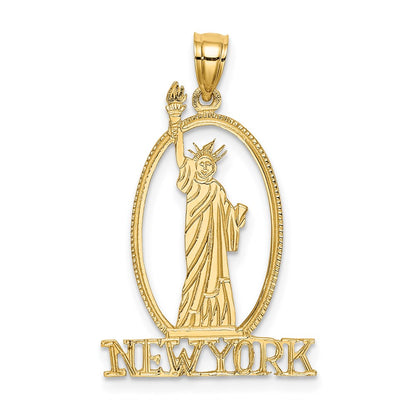 14K Yellow Gold Cut-Out New York W/Statue Of Liberty Charm