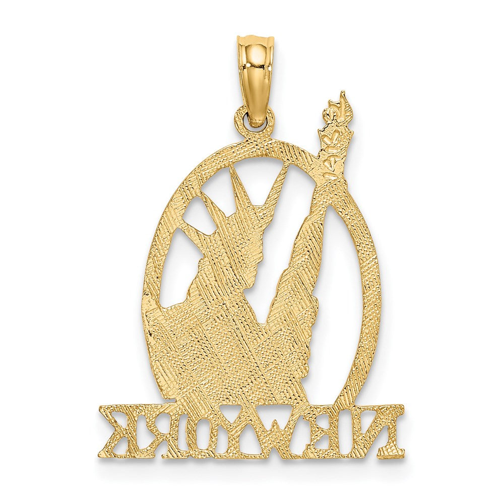 14K Yellow Gold Cut-Out New York W/Statue Of Liberty Charm
