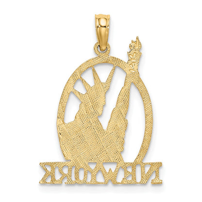 14K Yellow Gold Cut-Out New York W/Statue Of Liberty Charm
