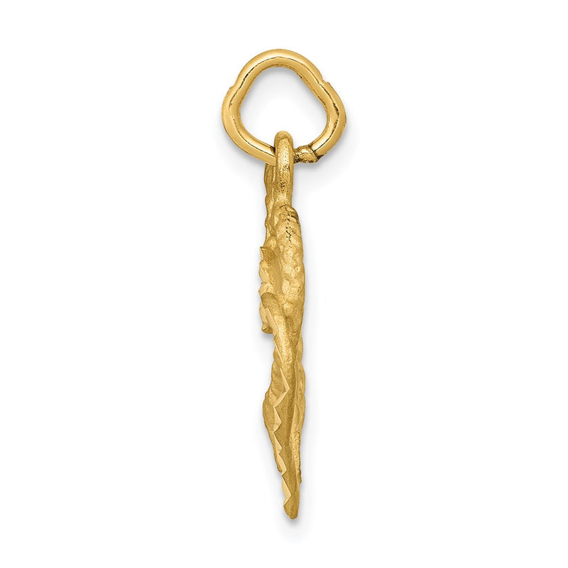 14K Yellow Gold Polished And Textured Double Heart Pendant