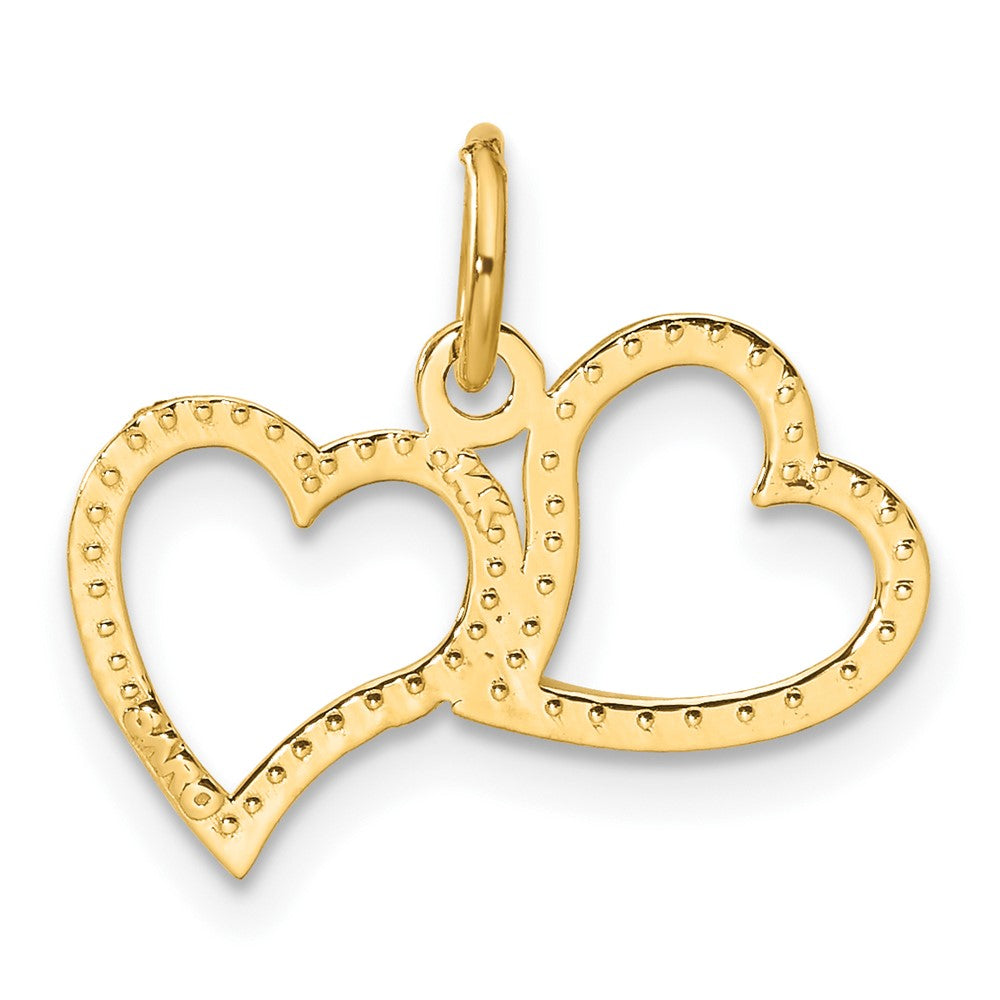 14K Yellow Gold Polished Double Heart Pendant