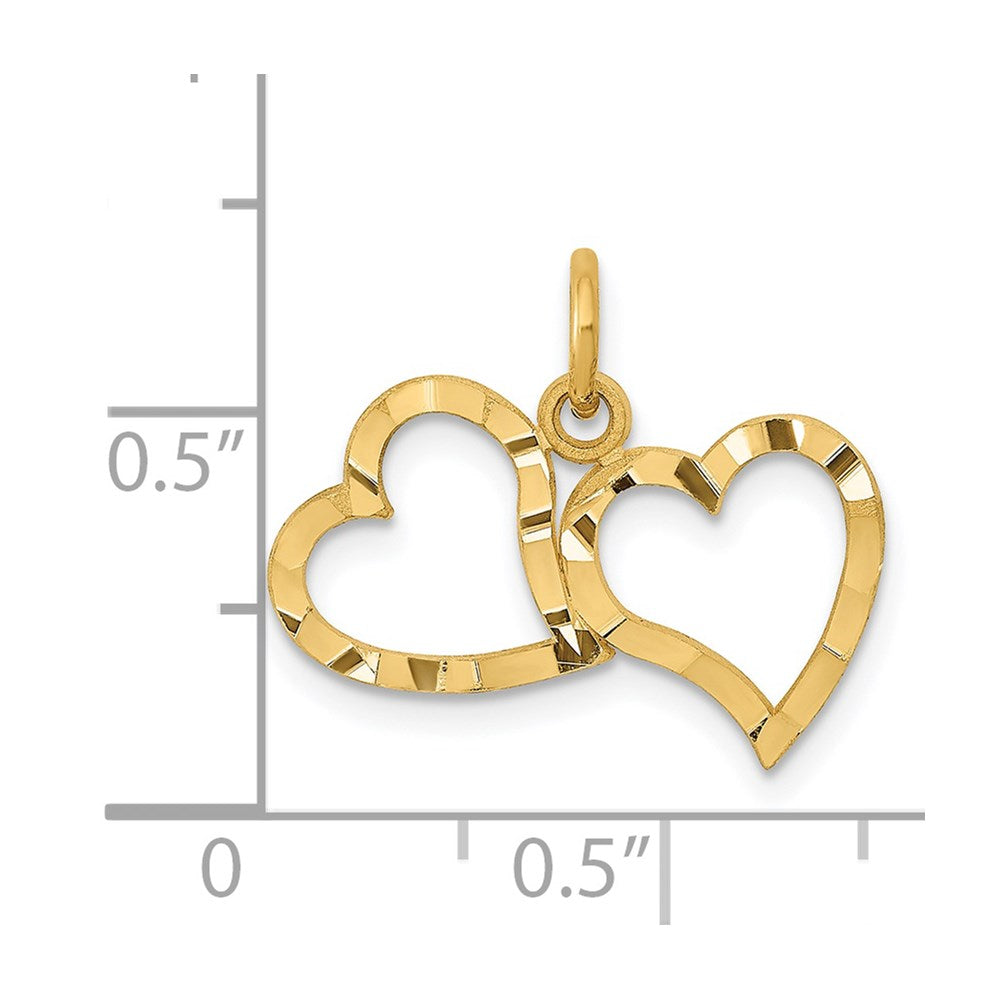 14K Yellow Gold Polished Double Heart Pendant