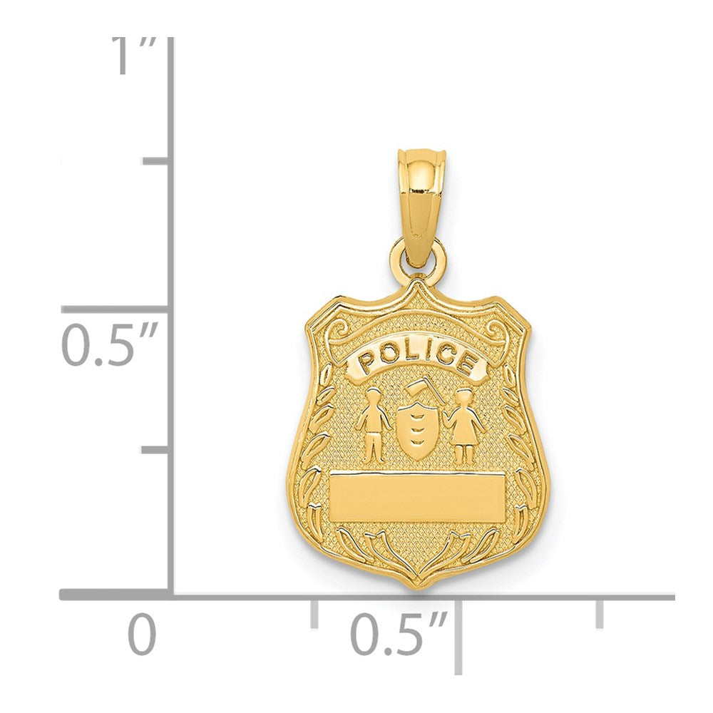 14K Yellow Gold Police Badge Pendant