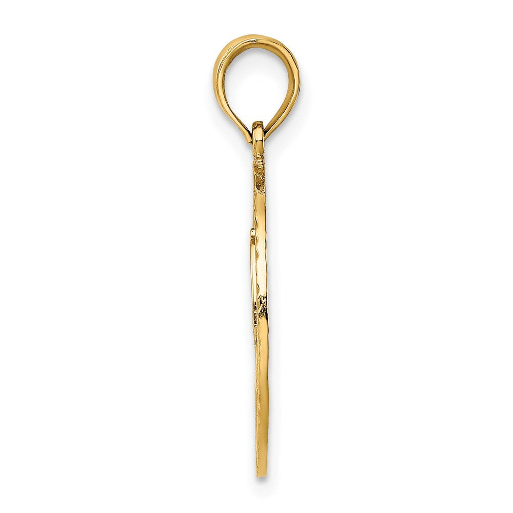 14K Yellow Gold Fireman Helmet In Disk Charm