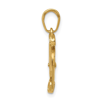 14K Yellow Gold 3-D Moveable Scissors Pendant