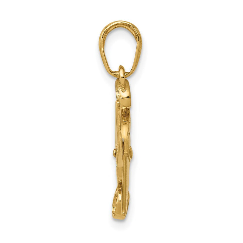 14K Yellow Gold 3-D Moveable Scissors Pendant