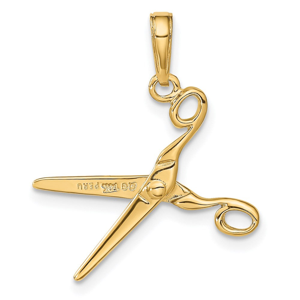 14K Yellow Gold 3-D Moveable Scissors Pendant
