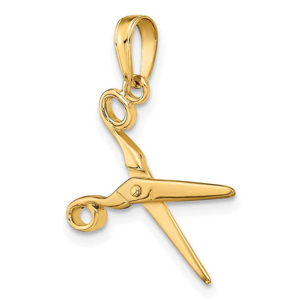 14K Yellow Gold 3-D Moveable Scissors Pendant