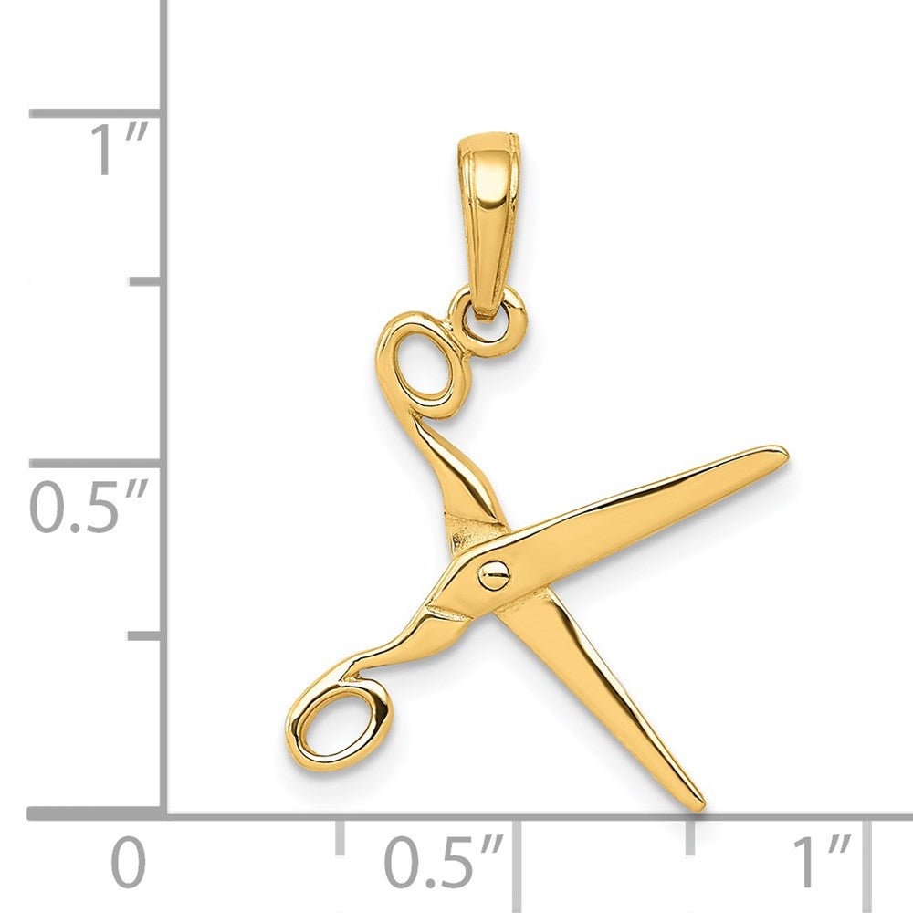 14K Yellow Gold 3-D Moveable Scissors Pendant