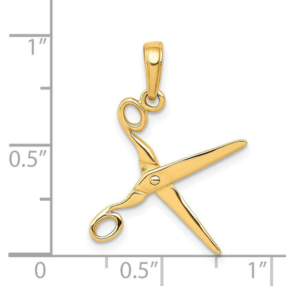 14K Yellow Gold 3-D Moveable Scissors Pendant