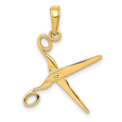 14K Yellow Gold 3-D Moveable Scissors Pendant