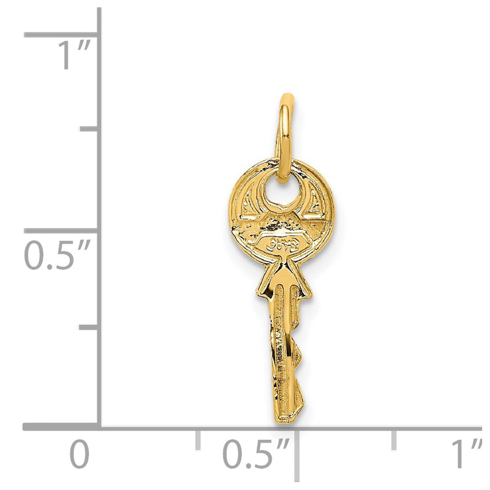14K Yellow Gold Polished 3D Rounded Top Key Charm