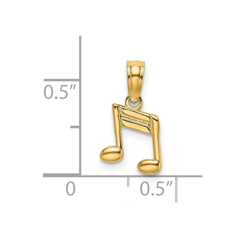 14K Yellow Gold Double Notes Charm