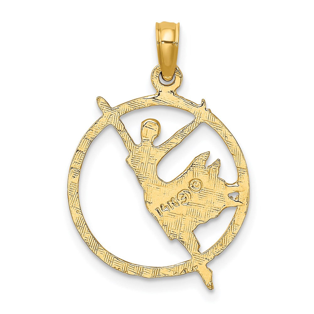 14K Yellow Gold Dancer In Circle Frame Charm