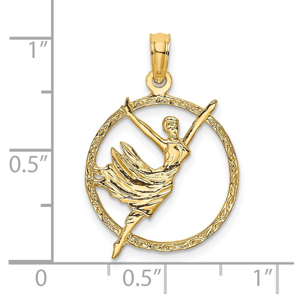 14K Yellow Gold Dancer In Circle Frame Charm