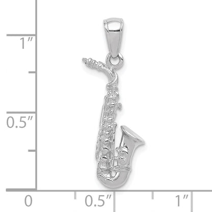 14k White Gold 3-D Saxophone Pendant
