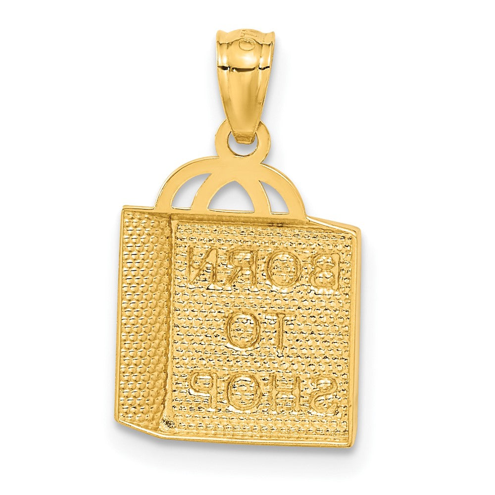 14K Yellow Gold Shopping Bag W/Born To Shop Pendant