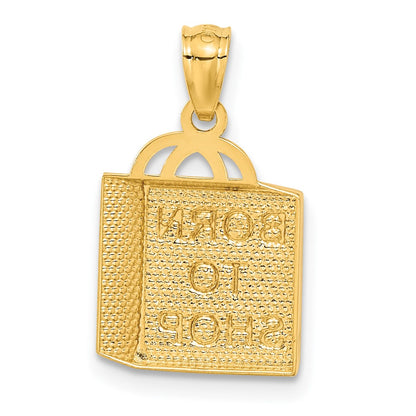 14K Yellow Gold Shopping Bag W/Born To Shop Pendant