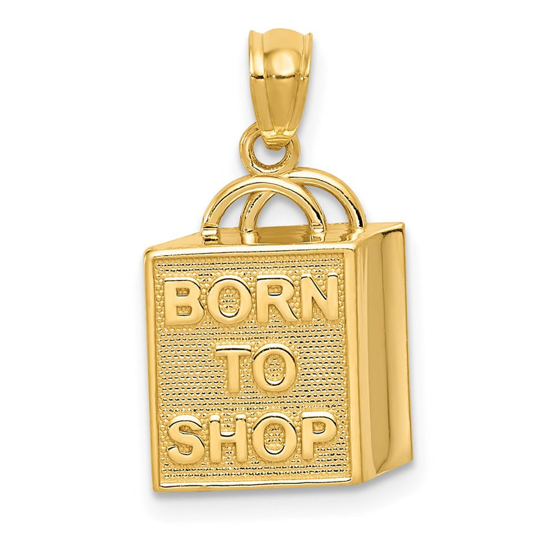 14K Yellow Gold Shopping Bag W/Born To Shop Pendant