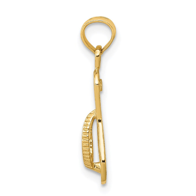 14K Yellow Gold 3D Single Flip-Flop Pendant